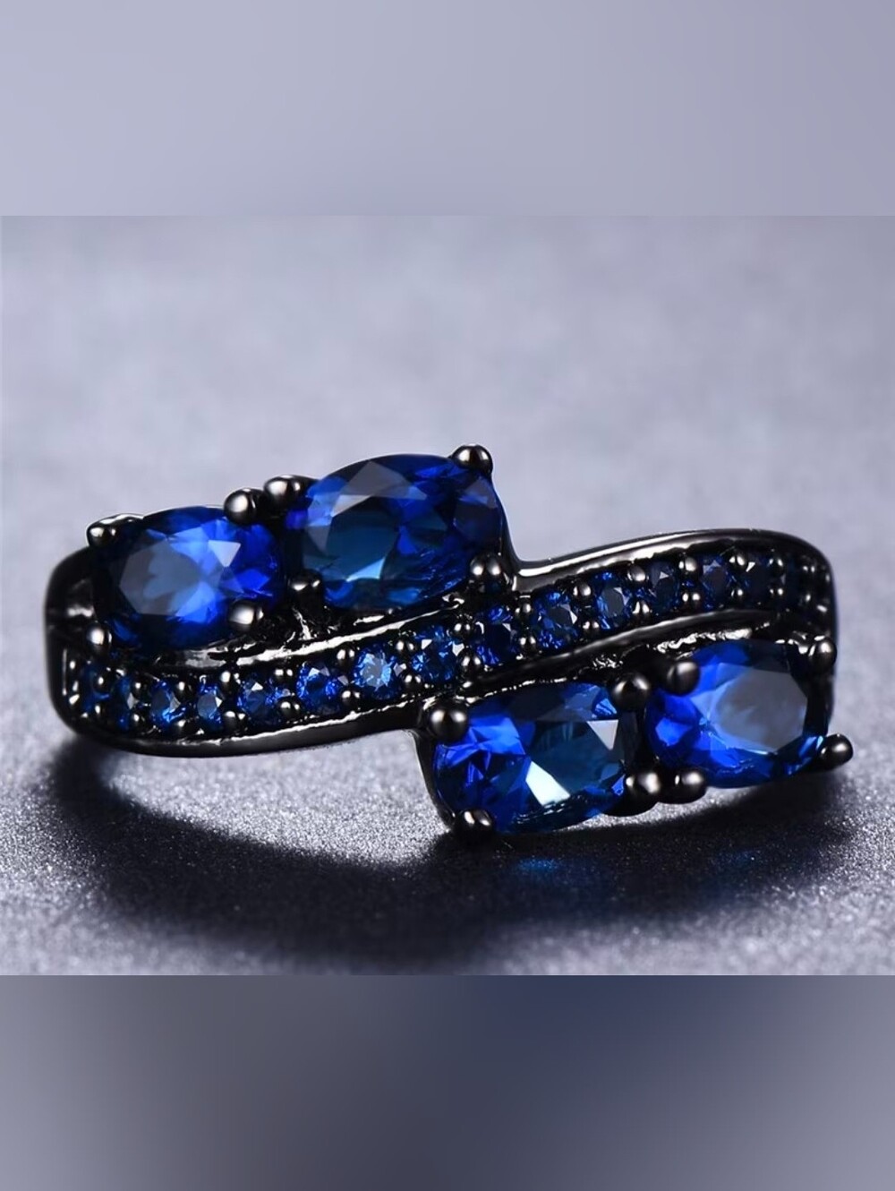$8 Each Or Bundle 5/$20 Elegant Blue Crystal Women's Black Ring